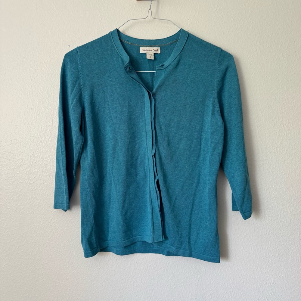 Coldwater Creek Teal Button-Up Cardigan - Size Small (8) $20